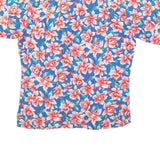 BOUVY Mens Blue & Pink Floral Rayon Shirt M Hawaiian Casual Summer Style