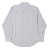 NAUTICA Mens White & Grey Check Casual Shirt L Cotton Blend Long Sleeve Button