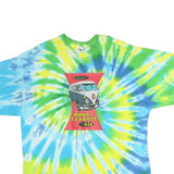 GILDAN Mens Blue & Green Tie Dye Graphic T-Shirt 2XL Short Sleeve Crew Neck