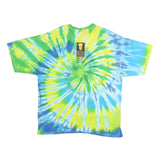 GILDAN Mens Blue & Green Tie Dye Graphic T-Shirt 2XL Short Sleeve Crew Neck