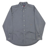 TOMMY HILFIGER Mens Blue Button-Down Shirt XL Classic Fit Cotton Long Sleeve