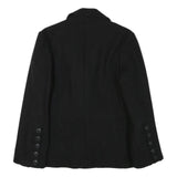 TOMMY HILFIGER Womens Black Wool Blend Double Breasted Jacket L Wool Blend Plain