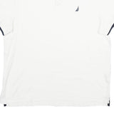 NAUTICA Mens White & Navy Cotton Short Sleeve Polo Shirt M Classic Fit