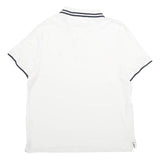 NAUTICA Mens White & Navy Cotton Short Sleeve Polo Shirt M Classic Fit