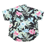 CC HUGHES Womens Black Floral Print Short Sleeve Shirt XL Casual Summer Top