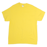 GILDAN Mens Yellow T-Shirt L Short Sleeve Crew Neck Plain Cotton Casual