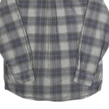 BASIC OPTIONS Mens Grey & Blue Check Shirt L Casual Cotton Long Sleeve Button
