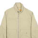 TIMBERLAND Mens Beige Cotton Blend Jacket S Plain Zip Casual Lightweight