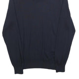 TOMMY HILFIGER Mens Navy Plain Pullover Shawl Collar Cotton Jumper M Stylish