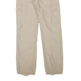 Beige Mens Regular Fit Cargo Cotton Blend Trousers W27 L30 Pocket Zip Closure