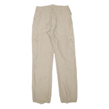 Beige Mens Regular Fit Cargo Cotton Blend Trousers W27 L30 Pocket Zip Closure