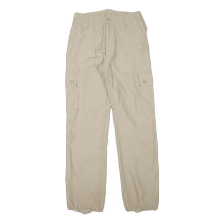 Beige Mens Regular Fit Cargo Cotton Blend Trousers W27 L30 Pocket Zip Closure