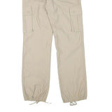 Beige Mens Regular Fit Cargo Cotton Blend Trousers W27 L30 Pocket Zip Closure