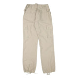 Beige Mens Regular Fit Cargo Cotton Blend Trousers W27 L30 Pocket Zip Closure