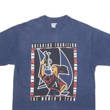 HANES Mens Blue Graphic T-Shirt M Short Sleeve Crew Neck Cotton Blend