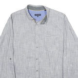 TED BAKER Mens Grey Cotton Blend Casual Shirt L Button Collar Long Sleeve