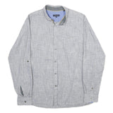 TED BAKER Mens Grey Cotton Blend Casual Shirt L Button Collar Long Sleeve