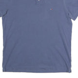 TOMMY HILFIGER Mens Blue Short Sleeve Plain L Polo Shirt Cotton Blend Casual