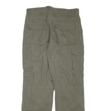 CASUAL X Mens Polyester Blend Relaxed Cargo Green Trousers W34 L31 Zip Closure