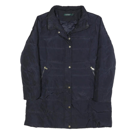 LAUREN RALPH LAUREN Womens Navy Blue Quilted Jacket XL Polyester Zip Coat