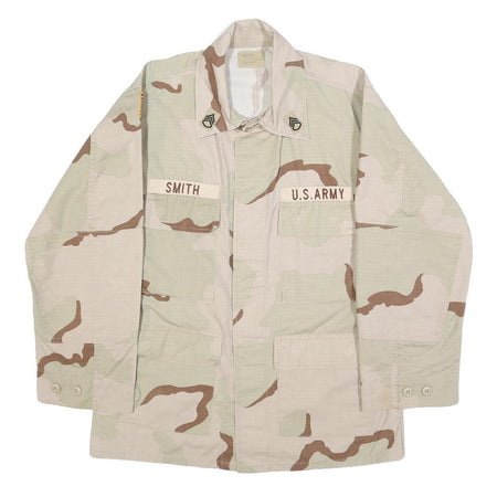 ADVANTAGE WEAR Mens Beige Camouflage Jacket M Cotton Blend Button Military Style