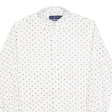 RALPH LAUREN Mens White & Brown Pattern Cotton Blend Shirt M Classic Fit