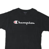 CHAMPION Mens Black L Cotton Blend T-Shirt Short Sleeve Crew Neck Logo