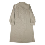 Womens Beige Cotton Blend Plain Button Jacket L Classic Relaxed Fit Long Sleeve