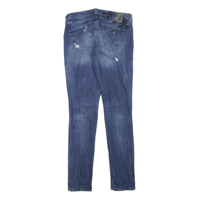 GUESS Womens Slim Blue Denim Light Wash W29 L31 Embroidered Casual Jeans