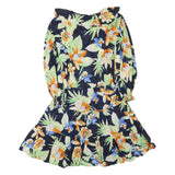 LAUREN RALPH LAUREN Womens Navy Blue Floral Cotton Blend Wrap Dress Midi M Frill