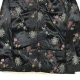 Womens Black & Cream Reversible Floral Pattern Jacket M Silk Blend Button