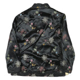 Womens Black & Cream Reversible Floral Pattern Jacket M Silk Blend Button