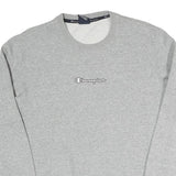 CHAMPION Womens Grey Crew Neck M Logo Cotton Blend Sweatshirt Pullover