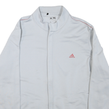 ADIDAS Mens White & Pink Logo Track Jacket XL Polyester Blend Zip Casual
