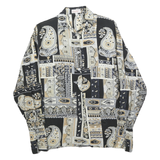 CITY LIFE Womens Black & Beige Paisley Print Shirt Long Sleeve Collared L