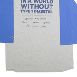 CHAMPION Mens Grey & Blue I Am JDRF Graphic Raglan XL Long Sleeve Crew Neck