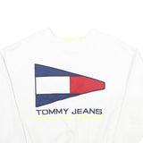 TOMMY JEANS Womens White Sailing Gear Crew Neck XS Cotton Blend Sweatshirt
