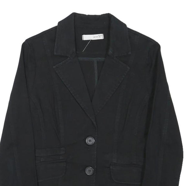 ZARA Womens Black Tailored Jacket XS Cotton Blend Button Plain Classic Style