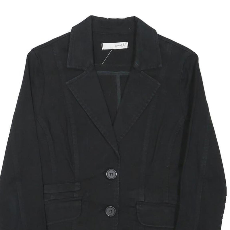 ZARA Womens Black Tailored Jacket XS Cotton Blend Button Plain Classic Style