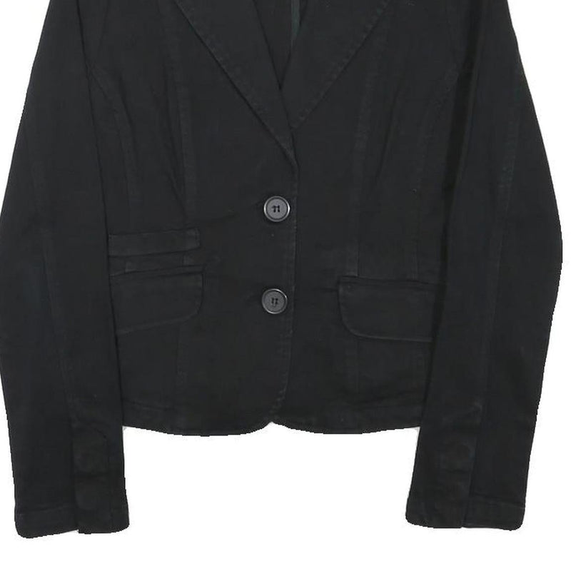 ZARA Womens Black Tailored Jacket XS Cotton Blend Button Plain Classic Style