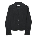 ZARA Womens Black Tailored Jacket XS Cotton Blend Button Plain Classic Style