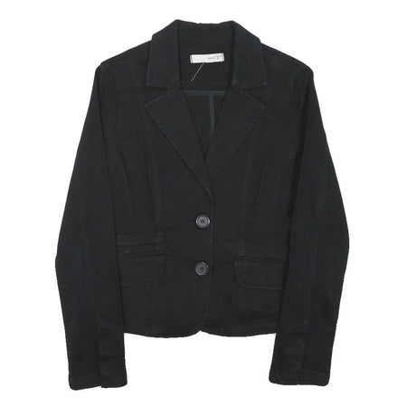 ZARA Womens Black Tailored Jacket XS Cotton Blend Button Plain Classic Style