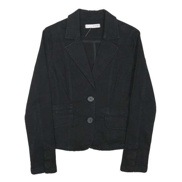 ZARA Womens Black Tailored Jacket XS Cotton Blend Button Plain Classic Style
