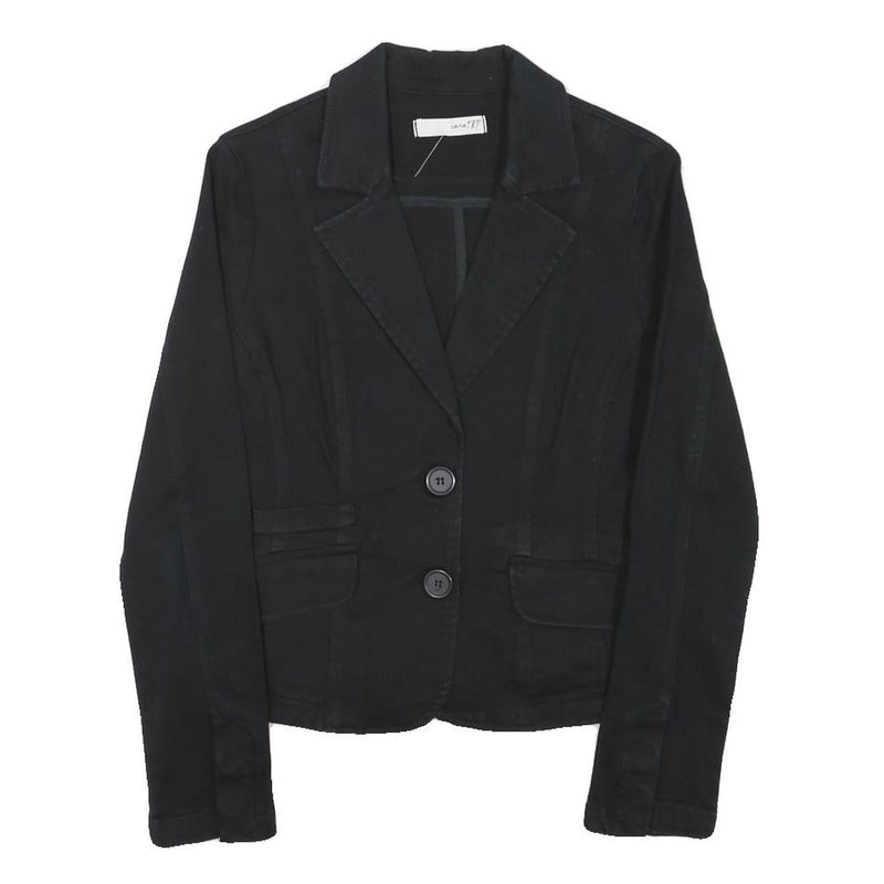 ZARA Womens Black Tailored Jacket XS Cotton Blend Button Plain Classic Style
