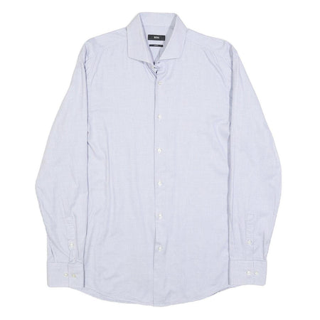 BOSS HUGO BOSS Mens Blue Plain Shirt L Cotton Long Sleeve Button Collar