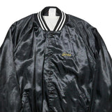 SPORTSMASTER Mens Black Nylon Button Jacket 2XL Striped Ribbed President's Club