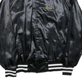 SPORTSMASTER Mens Black Nylon Button Jacket 2XL Striped Ribbed President's Club