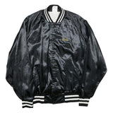 SPORTSMASTER Mens Black Nylon Button Jacket 2XL Striped Ribbed President's Club