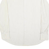 HUGO BOSS Mens White & Cream Striped Shirt L Smart Polyester Blend Formal