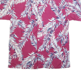 KULA BAY Mens Purple & White Leaf Pattern Cotton Blend Shirt M Short Sleeve